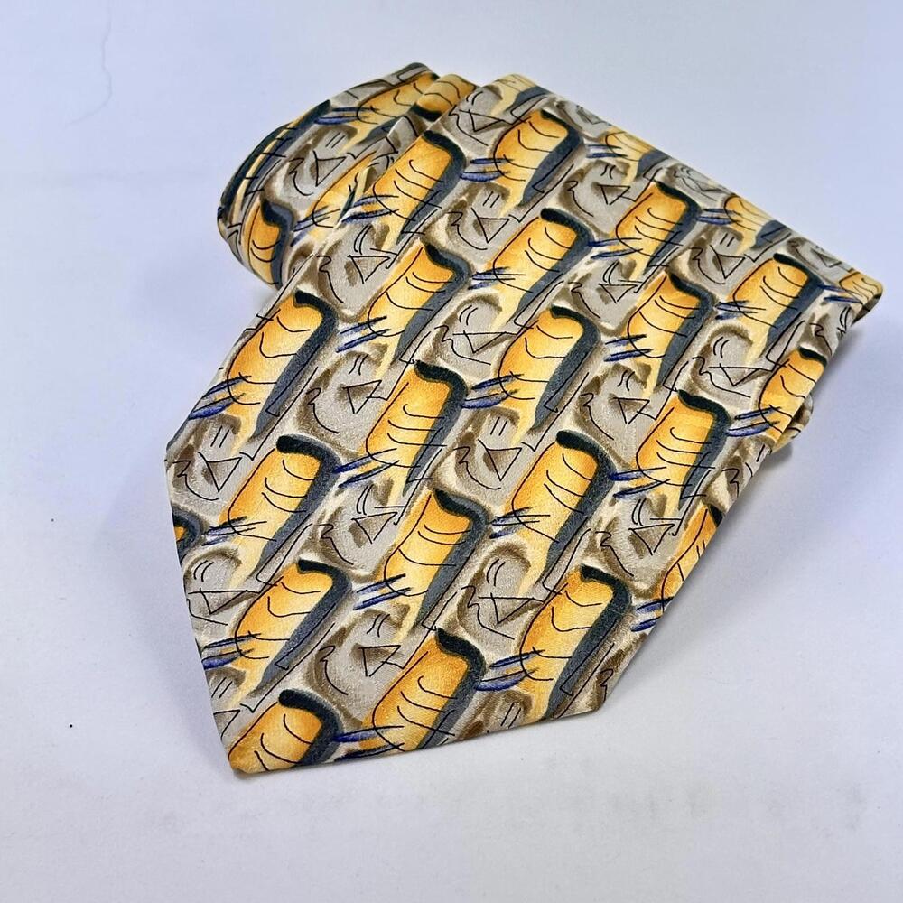 J. Garcia 1996 Silk Tie - Uncorrected Manuscript Collection Yellow and Gray